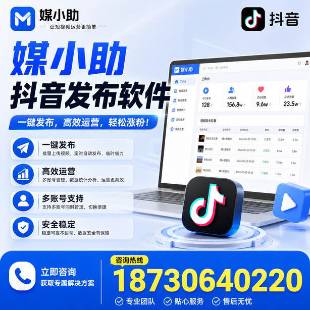 鸡西媒小助抖音快手批量发布软件